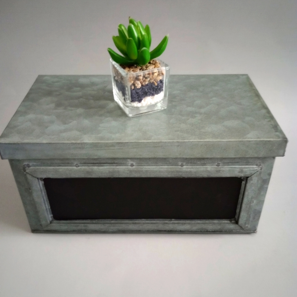 Decorative box galvanized laminate lightweight handles  removable lid new